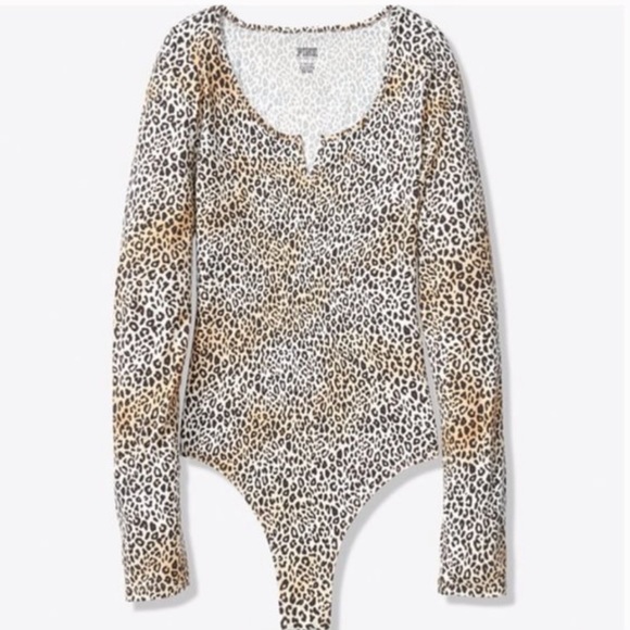 Victoria's Secret Pink Long Sleeve Leopard Print Bodysuit - Picture 9 of 12